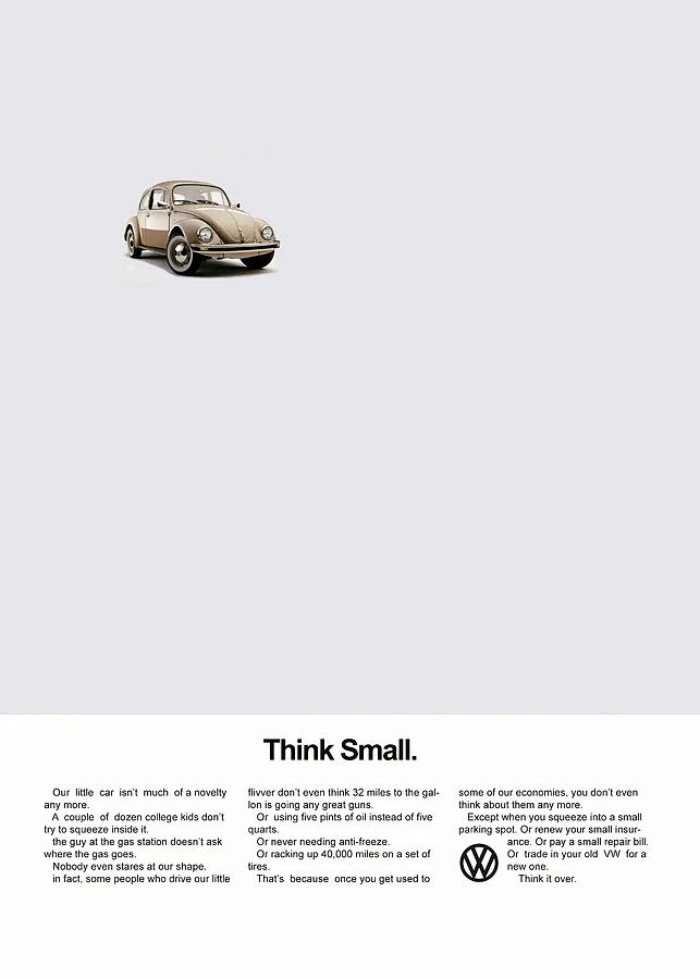 think small pubblicità volkswagen