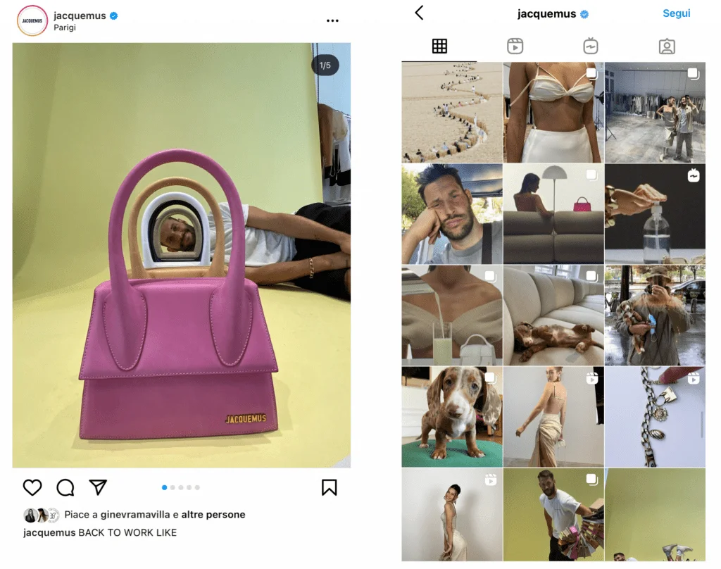 Profilo Instagram Jacquemue. Analisi brand positioning smarTalks